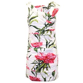 Dolce & Gabbana - Mini robe froncée à épaules dénudées en coton à imprimé fleuri Autre
