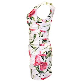 Dolce & Gabbana-Dolce & Gabbana Mini vestido franzido ombro a ombro em algodão com estampa floral-Outro