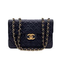 Chanel-Vintage Black Quilted Jumbo Classic Flap 2.55 shoulder bag-Black