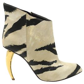 Roberto Cavalli Stivaletto dente superiore nero e beige Altro