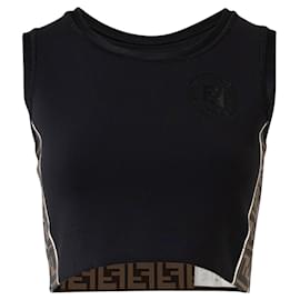 Fendi-Zucca Logo Stripe Cut Out Bra-Black