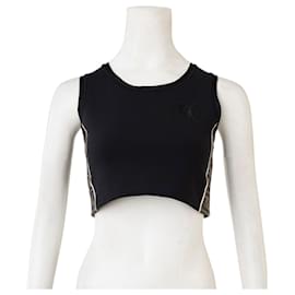 Fendi-Zucca Logo Stripe Cut Out Bra-Black