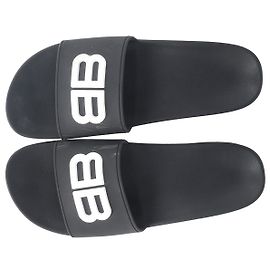 Balenciaga Sandales Compensées Pool BB en Caoutchouc Noir Noir