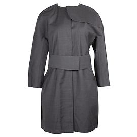 Emporio Armani Chaqueta Impermeable Gris con Cinturón Ancho Gris
