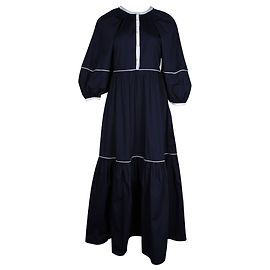 Staud Vestido largo a capas de algodón azul Azul Azul marino