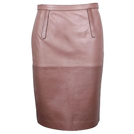 Bottega Veneta Falda lápiz de cuero topo Otro