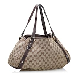 Gucci-Sac porté épaule Abbey en toile GG 130736-Beige