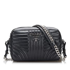 Prada Bolsa de câmera para diagrama de impunção de panturrilha macia 1BH083 Preto