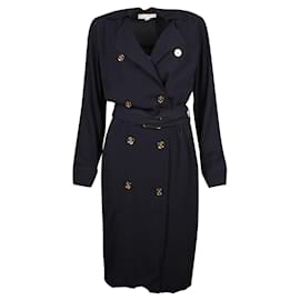 Michael Kors-Navy Blue Shirt Dress with Gold Toned Buttons-Blue,Navy blue