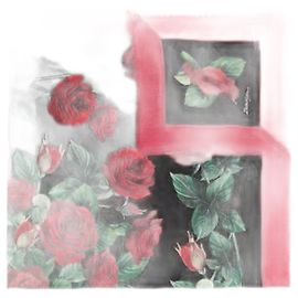 Dolce & Gabbana Sciarpa in seta e cashmere stampa rose Rosso