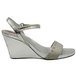 Prada Chaussures compensées en cuir et nylon argentées Argenté Métallisé
