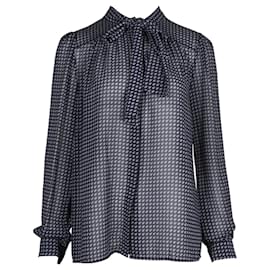 Michael Kors-Blue Sheer Shirt with Front Tie-Blue