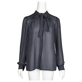 Michael Kors-Blue Sheer Shirt with Front Tie-Blue