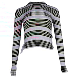 Fendi-Blue & Brown Striped Silk Long Sleeved Top-Other
