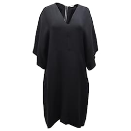 Fendi-Fendi Robe à Manches Kimono en Soie Noire-Noir