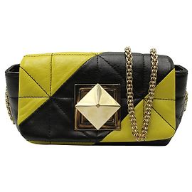 Sonia Rykiel Le Copain nero e verde/Borsa a tracolla trapuntata gialla Nero
