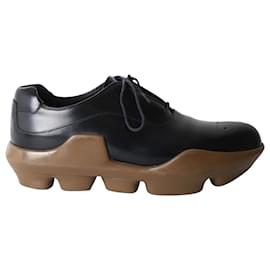 Prada-Prada Platform Brogues in Black Leather-Black