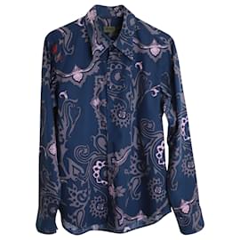 Kenzo-Camisa de botão floral Kenzo em algodão azul-Azul
