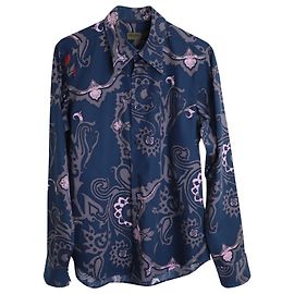 Kenzo Floral Button-Down-Hemd aus blauer Baumwolle Blau