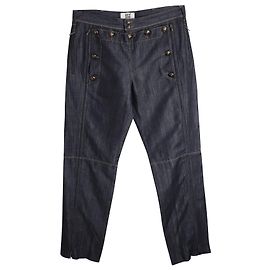 Pantalones Jean Paul Gaultier Fall Front Stylized en algodón y lino azul marino Azul Azul marino