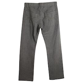 Kenzo-Kenzo Striped Trousers in Gray and Brown Cotton-Grey