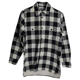 Gianfranco Ferré-Gianfranco Ferre Vichy Button Down en Flanelle de Coton Noir et Blanc-Autre,Imprimé python