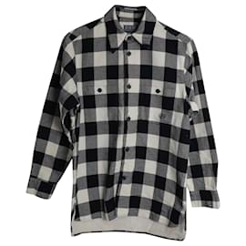 Gianfranco Ferré-Gianfranco Ferre Gingham Button Down in Black and White Cotton Flannel-Other,Python print