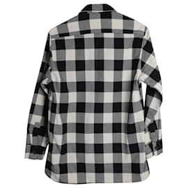 Gianfranco Ferré-Gianfranco Ferre Vichy Button Down en Flanelle de Coton Noir et Blanc-Autre,Imprimé python