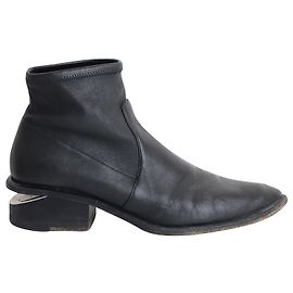 Alexander Wang Kori Stretch Ankle Boots in Black Leather Black