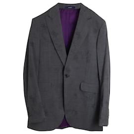Kenzo-Kenzo Baroque Motif Print Blazer and Trousers Suit Set in Gray Wool-Grey