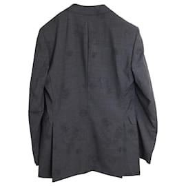 Kenzo-Conjunto de traje con pantalón y blazer en lana gris con motivo Baroque de Kenzo-Gris