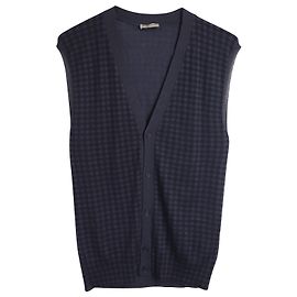 Bottega Veneta Gingham Vest Cardigan aus marineblauem Kaschmir Blau Marineblau