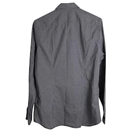 Prada-Prada Button-Down-Hemd mit Gittermuster aus grauer Baumwolle-Grau