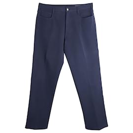 Prada-Prada Pantalon droit classique en coton bleu marine-Bleu,Bleu Marine