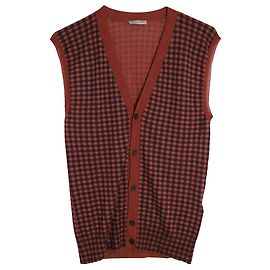 Bottega Veneta Gingham-Westen-Cardigan aus rotem Kaschmir Rot