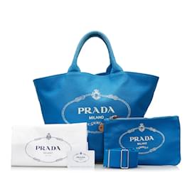 Prada-Canapa Logo Tote Bag 1BG163-Blue