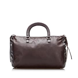 Prada-Leather Boston Bag-Brown