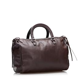 Prada-Leather Boston Bag-Brown