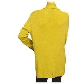Zadig & Voltaire-Zadig & Voltaire Deluxe Verone Metallic Yellow Long Cardi Cardigan Jacke Größe S-Gelb
