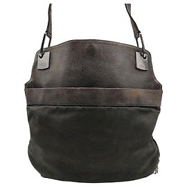 Gucci borsa a tracolla in nylon e pelle Marrone scuro