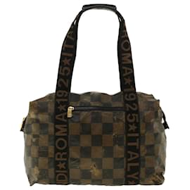 Fendi-FENDI Pecan Canvas Tote Bag Black Brown Auth ti1091-Brown,Black