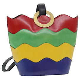 Céline-CELINE Shoulder Bag Leather Multicolor Auth 40961-Multiple colors