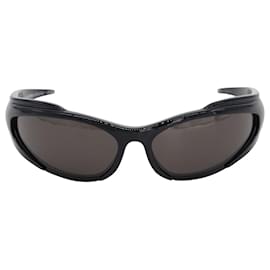 Balenciaga-Balenciaga Reverse Xpander Rectangle Sunglasses in Black Nylon-Black