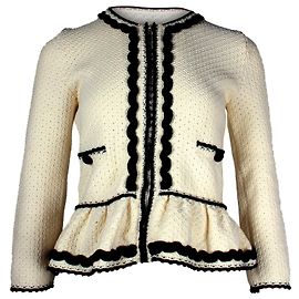 Chaqueta peplum con cremallera en algodón blanco Ric-Rac de RED Valentino Blanco