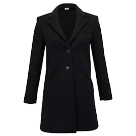 Balenciaga-Einreihiger Trenchcoat von Balenciaga aus schwarzer Schurwolle-Schwarz