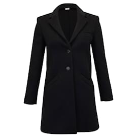 Balenciaga-Trench-coat Balenciaga à simple boutonnage en laine vierge noire-Noir