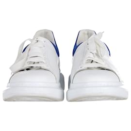 Alexander Mcqueen-Alexander McQueen Oversized Sole Sneakers in White and Blue Leather-White