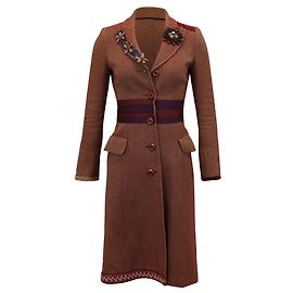 Moschino Cheap and Chic Embellished Coat in Burgundy Wool Dark red