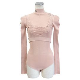 Fendi mesh body suit tank top Pink