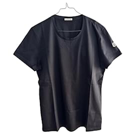 Moncler-camiseta de jérsei de algodão preta-Preto
